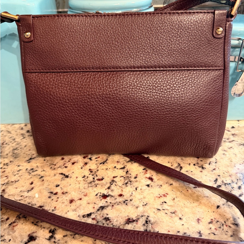 kate spade New York Pebbled Leather Crossbody Bag in Maroon/Burgundy - Picture 2 of 7